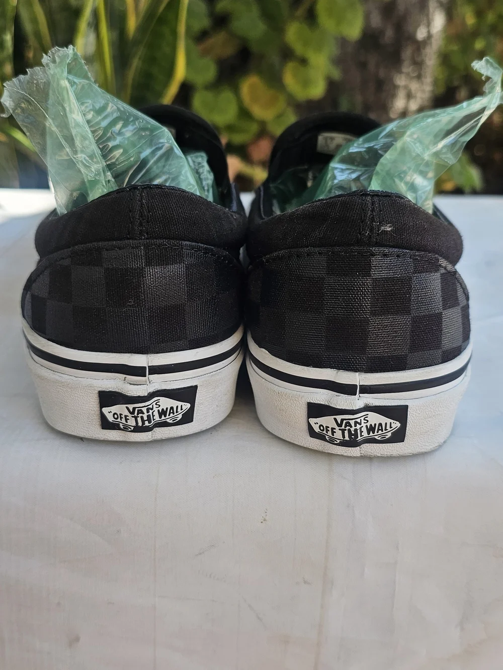 Vans Men’s Classic Slip-On Checkerboard Sneakers in Black